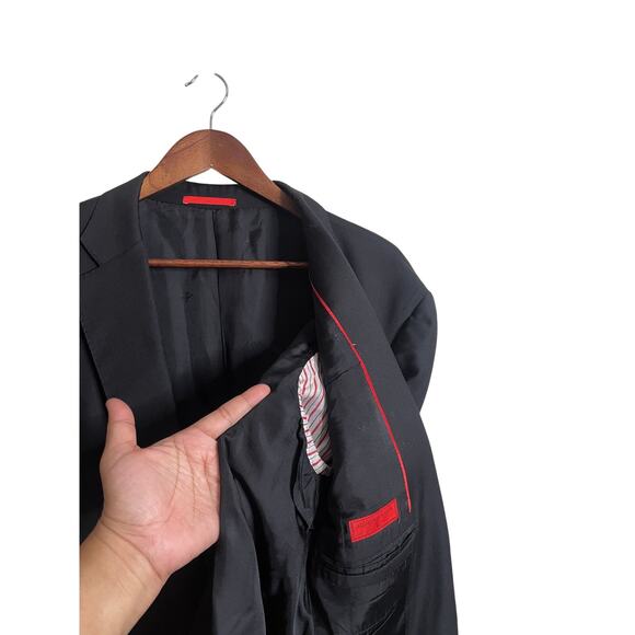 Isaia Napoli Aquaspider 160's 100% Wool Jacket Sport Coat Black Mens 58R - Picture 9 of 13